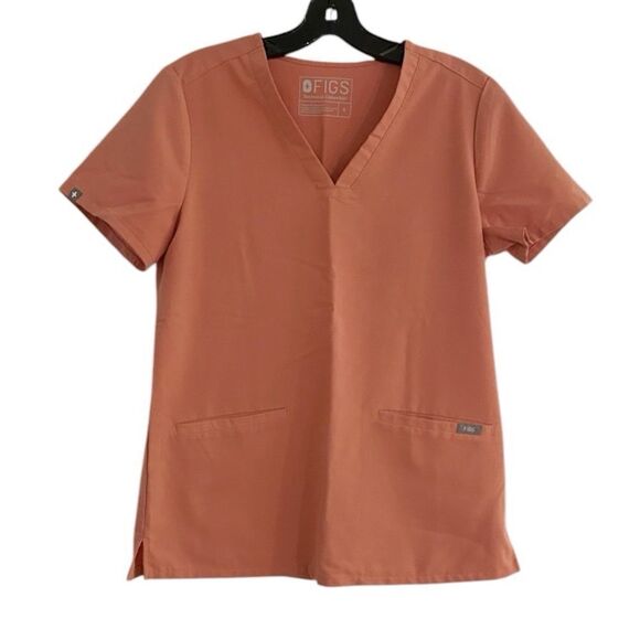 Figs Women’s Peach V Neck Casma Three-Pocket Scrub Top Size Small - Picture 1 of 9